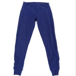Athleta  Cropped Navy Blue Jogger Pants Side Ruched Size medium